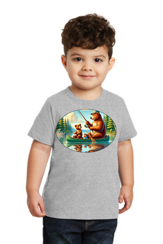 Short Sleeve Tee Shirt Bear Fishing