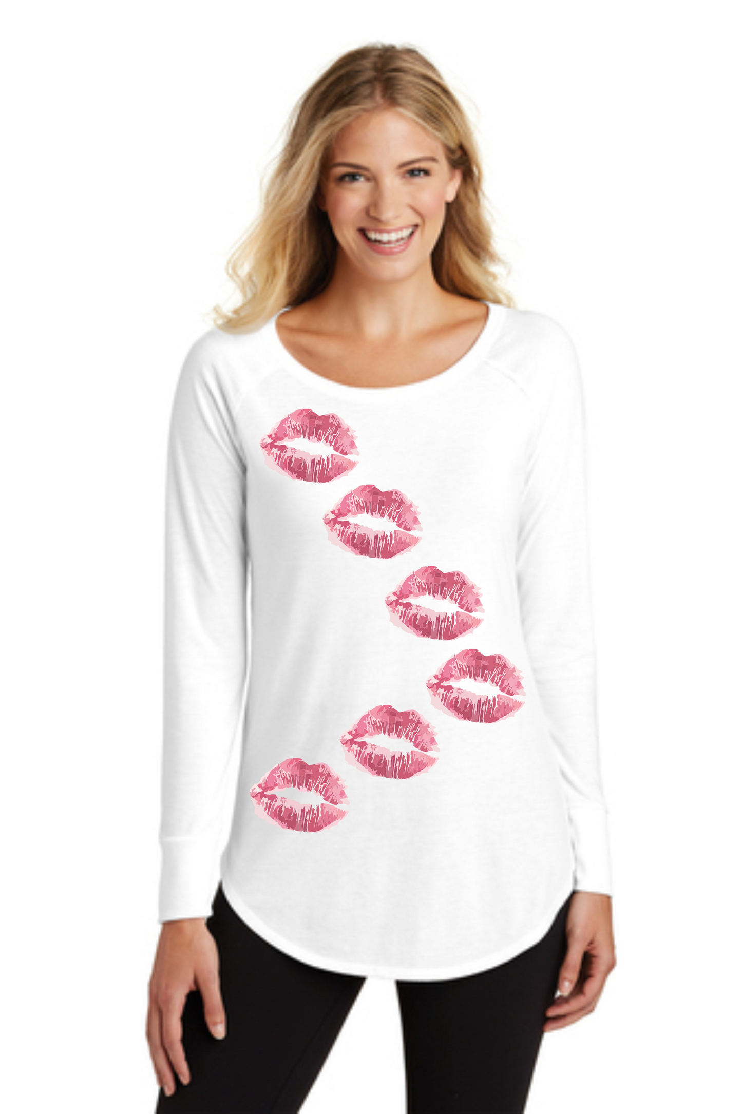 Lady's Long Sleeve = Hot Lips 8678 White 1-DT132L