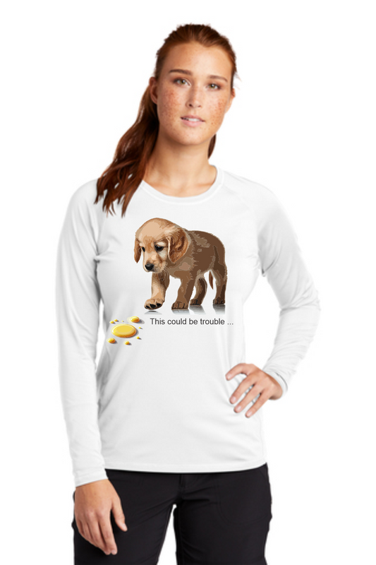 Long Sleeve Tee Shirt Puppy Trouble