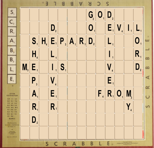 Scrabble Board Graphic Lords Prayer Theme