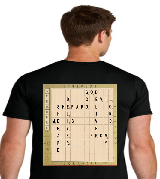 Lords Prayer on Scrabble Tee